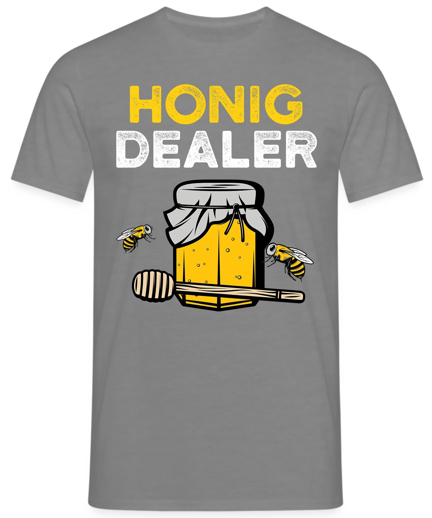 Kurzarmshirt - Herren Imker Heather Honig T-Shirt Quattro (1-tlg) Dealer Biene Honig Bienenzüchter Grau Formatee