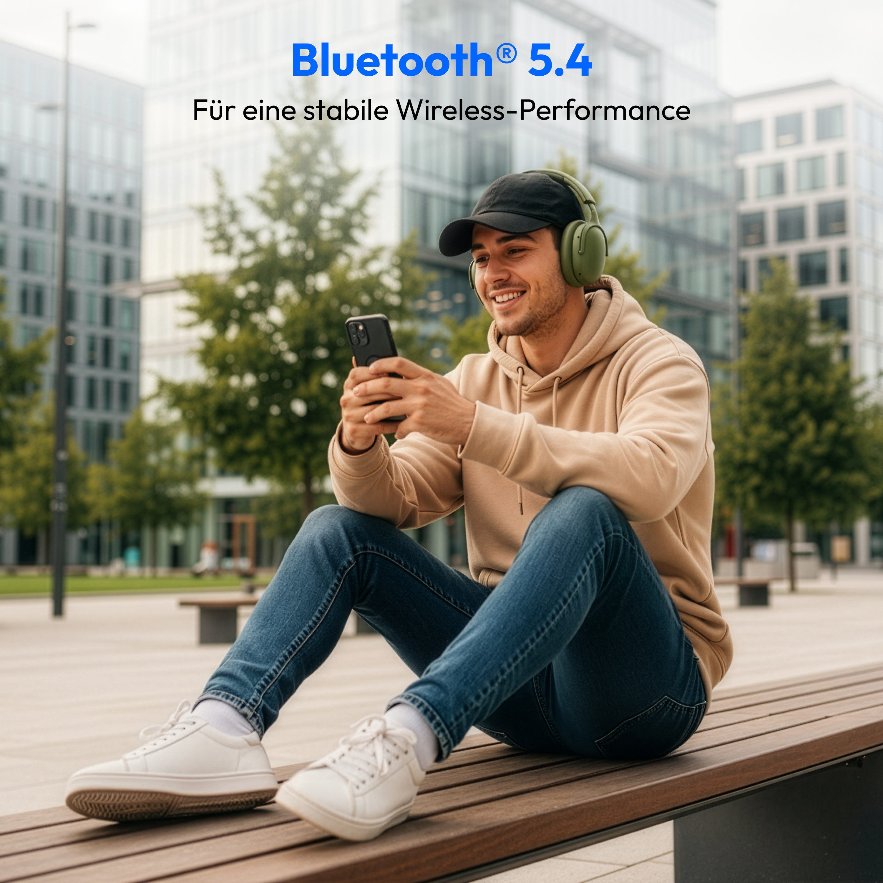 Medion® LIFE HX-1 Pure Over Ear-Kopfhörer (MD43774) Kopfhörer (An/Aus Anzeige, Austauschbare Ohrpolster, AUX-Eingang, Bluetooth, Drahtlos, Drehbare Ohrmuscheln, – Bild 4 von 5