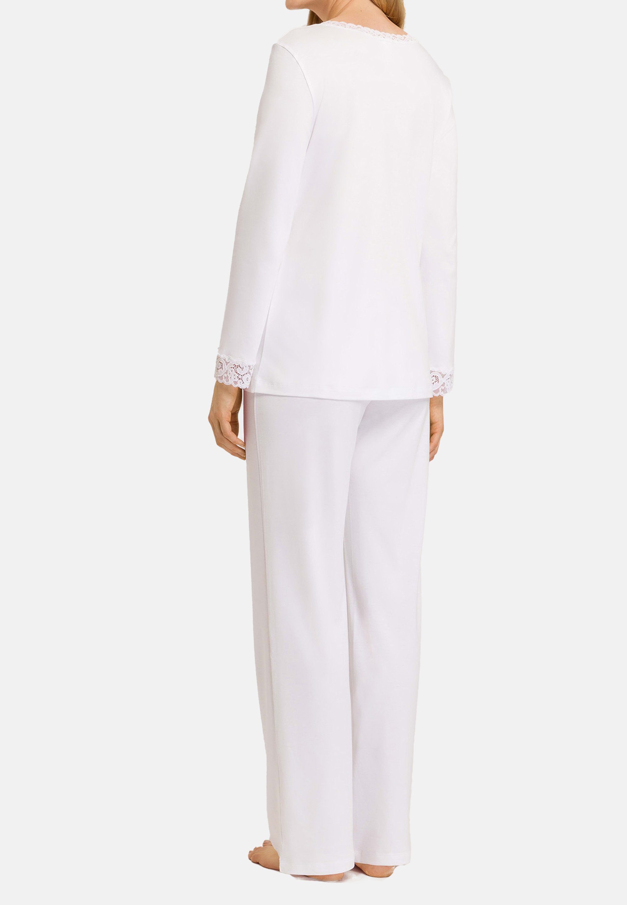 tlg) Schlafanzug Hose aus und langer Langarm - Moments Pyjama (Set, 2 Set Hanro Shirt - White Baumwolle