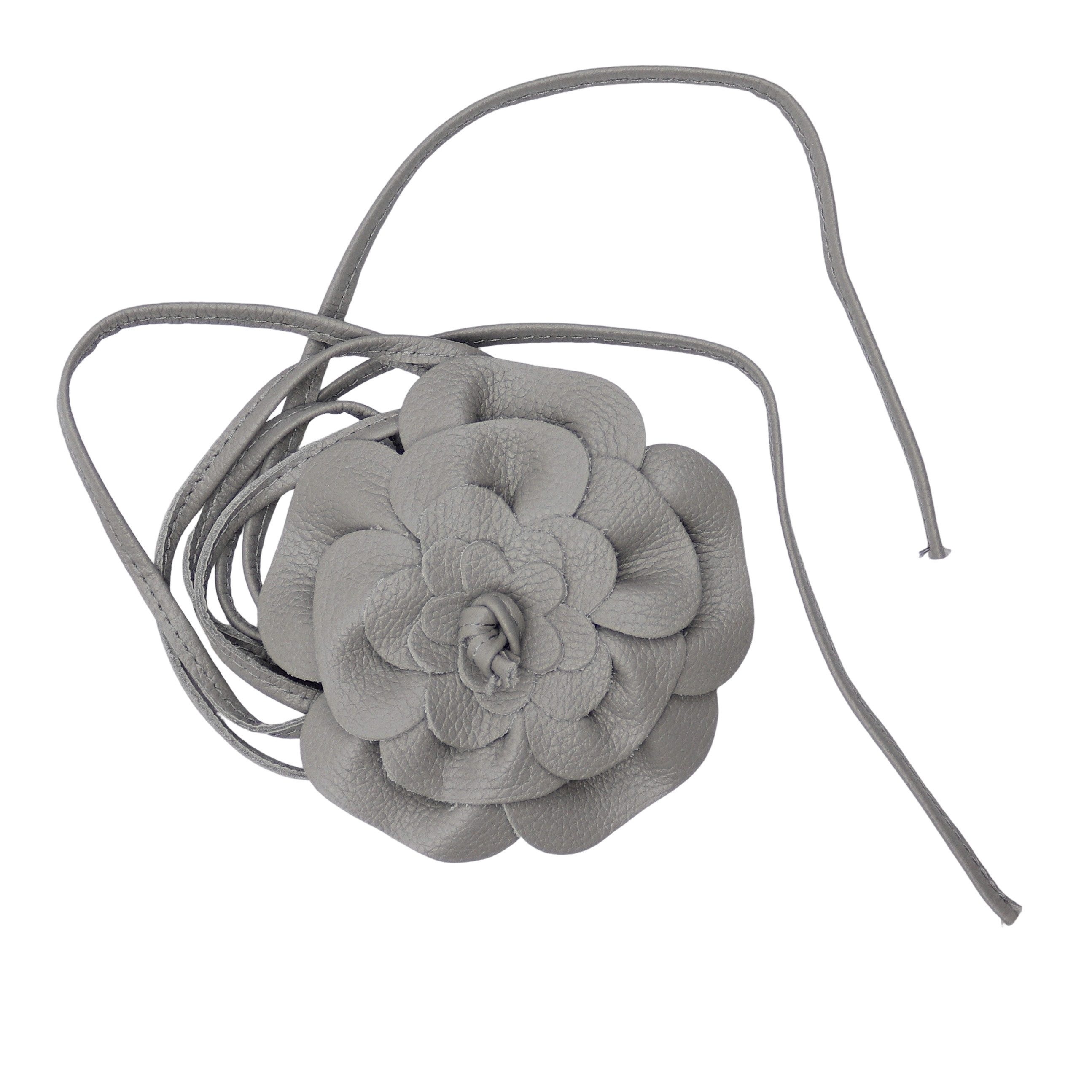 MIRROSI Taillengürtel Blume aus Echtleder zu binden, Einheitsgröße, Made in Italy Einheitsgröße (Geeignet für einen Hüftumfang bis zum ca.150 cm)