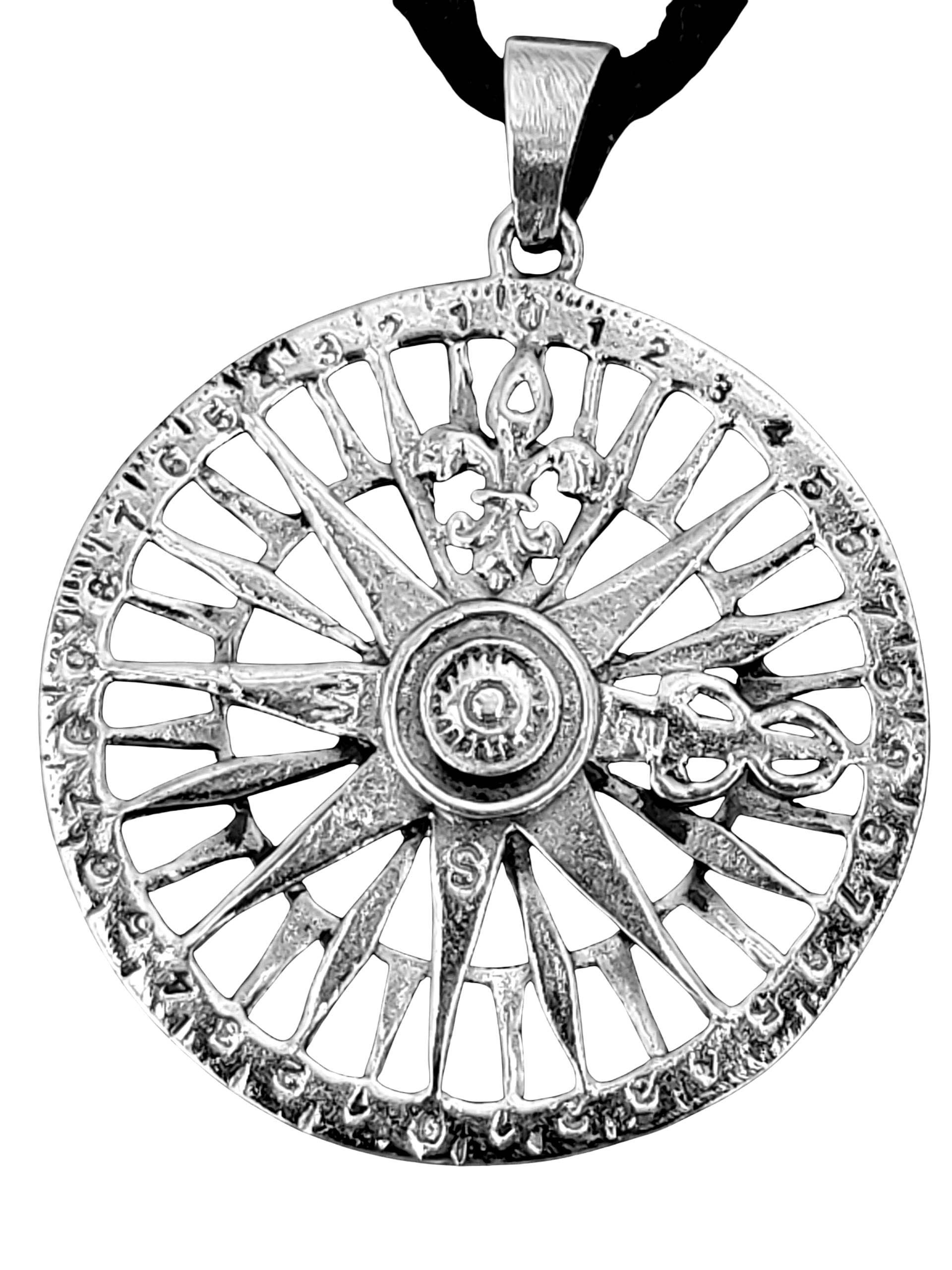 Kettenanhänger Kompass Windrose Anhänger 925 Sterling Silber Fleur-de-Lys