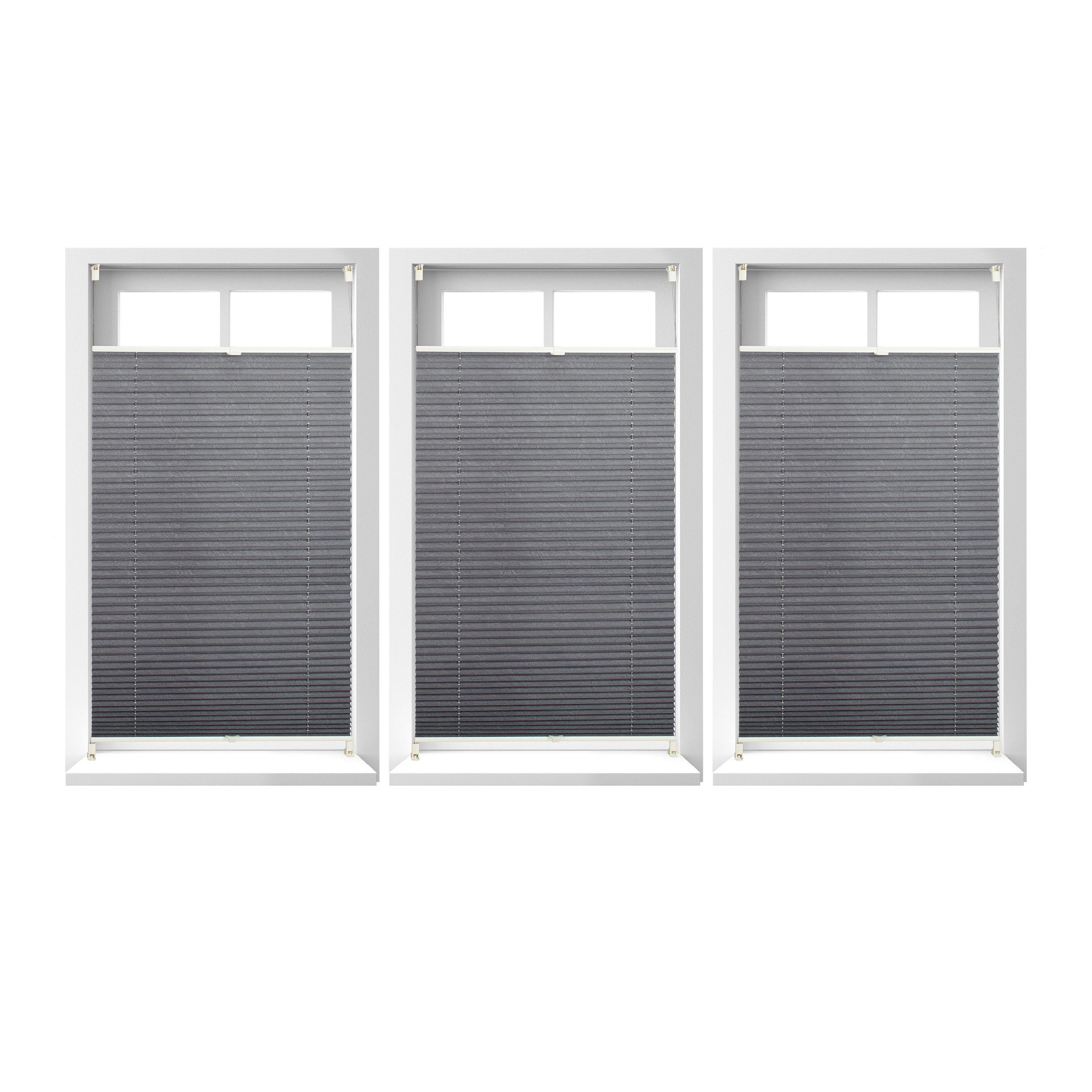 Plissee 3 x Plissee Rollo grau 80x130 cm, relaxdays | Plissees