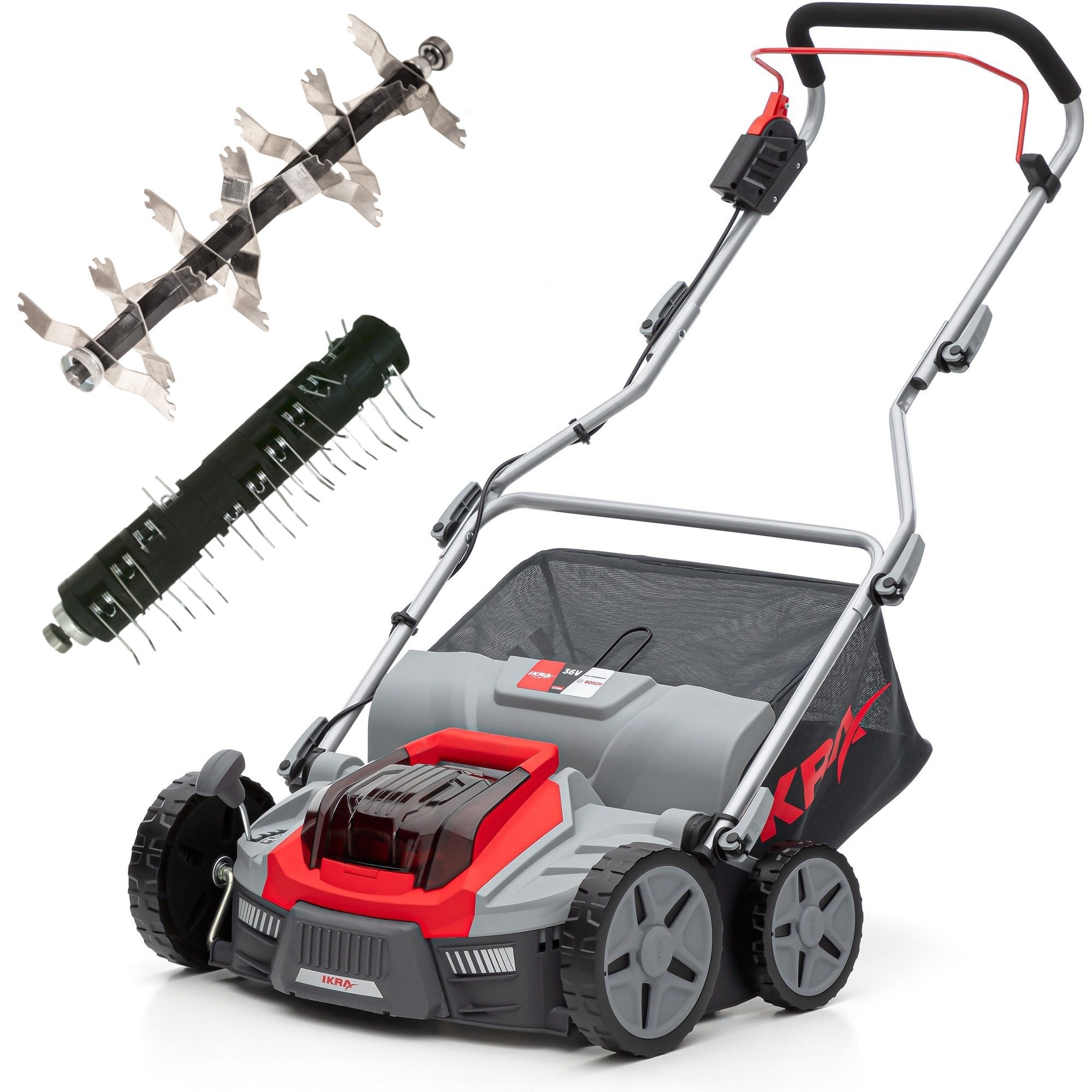 ikra GmbH Akku-Vertikutierer / Lüfter IB-SR 36, 36 cm Arbeitsbreite, (ohne Akku & Ladegerät), 3in1 Gerät, Vertikutieren & Lüften, IKRA BOSCH 36V Kompatibilität