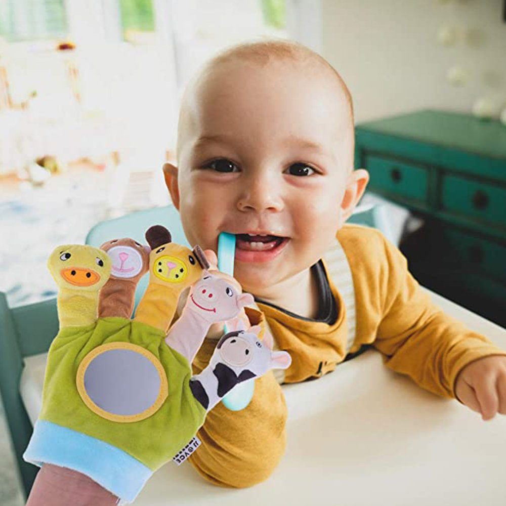 Mmgoqqt Fingerpuppe 2in1 Spielhandschuh als Perfektes Baby Geschenk - Fingerpuppen  Baby Handschuh - Sicher & Unbedenklich - Optimales Baby Spielzeug zur Baby  Geburt ab 0 Monate für Jungen & Mädchen