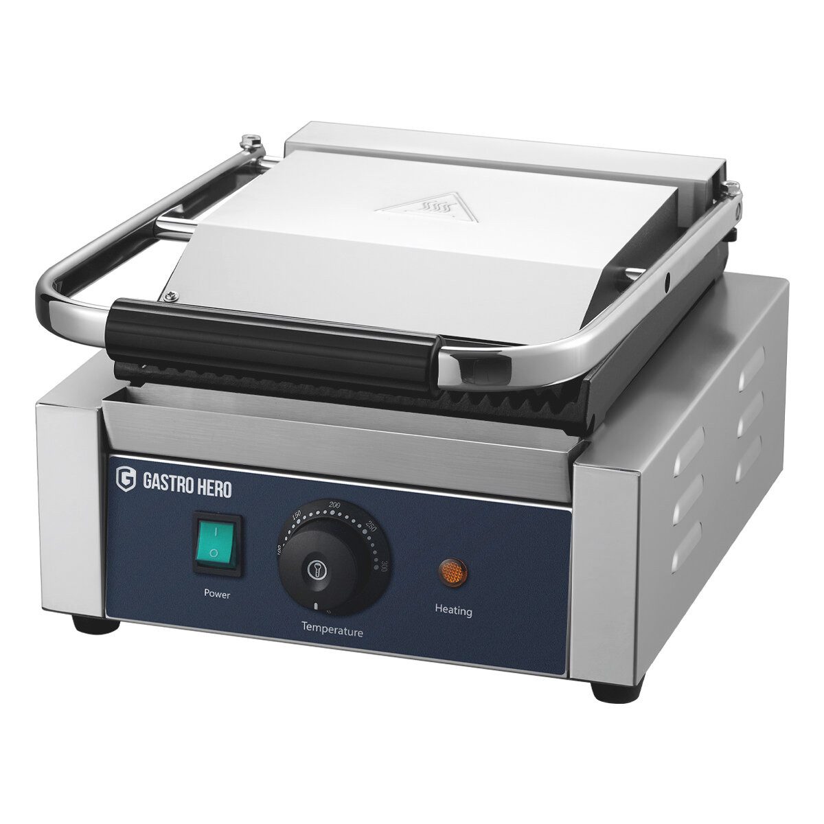 GastroHero Kontaktgrill Elektro Kontaktgrill gerillt 1,8 kW Edelstahl, 1800 W