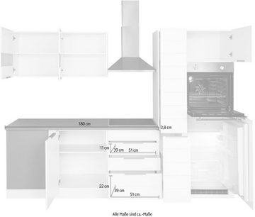 Kochstation Küche KS-Luhe, Stellbreite 240x270 cm, wahlweise mit oder ohne E-Geräten, MDF-Fronten