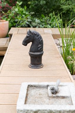 Aubaho Gartenfigur Pferdekopf auf Sockel Skulptur Eisen Figur Pferd Garten Schachfigur Ho