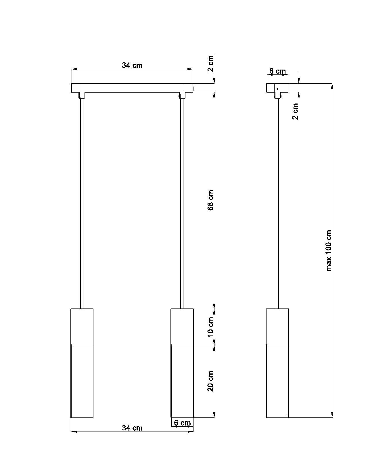 Hängelampe Beton verstellbar JUNIA, 2x Küche Schwarz Leuchtmittel, Pendelleuchte Esstisch ohne Metall Licht-Erlebnisse GU10