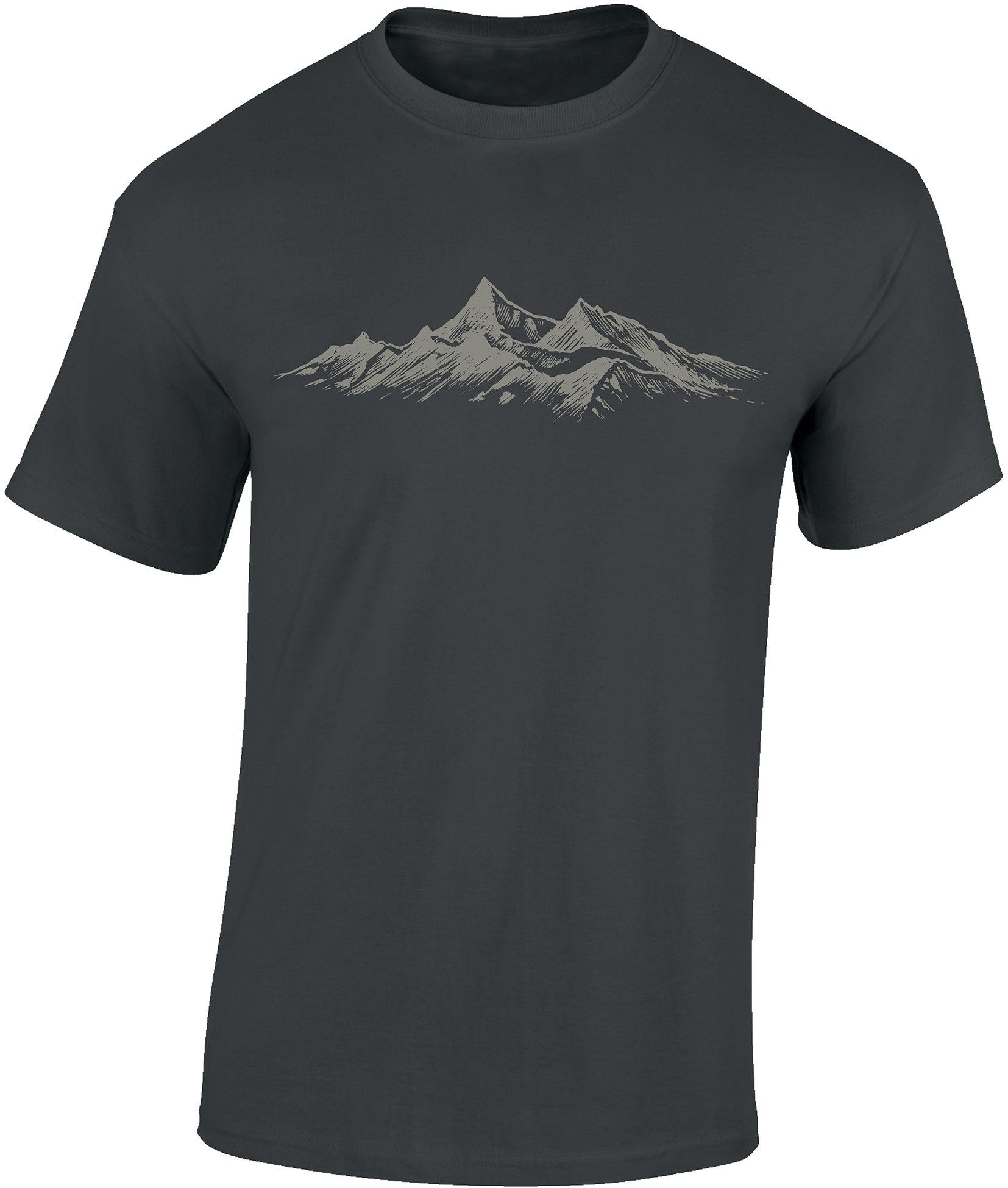 Baddery Print-Shirt Kletter T-Shirt für Jungen und Mädchen : Alpengipfel, hochwertiger Siebdruck, aus Baumwolle