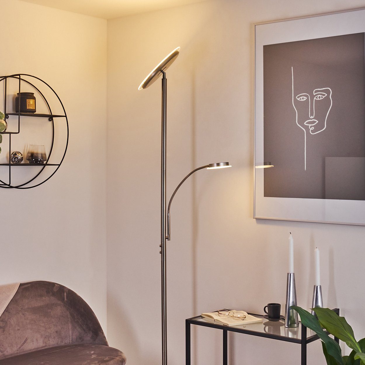 Wohn Stand Steh hofstein Boden Design Leuchten Zimmer Touchdimmer LED Stehlampe Schlaf