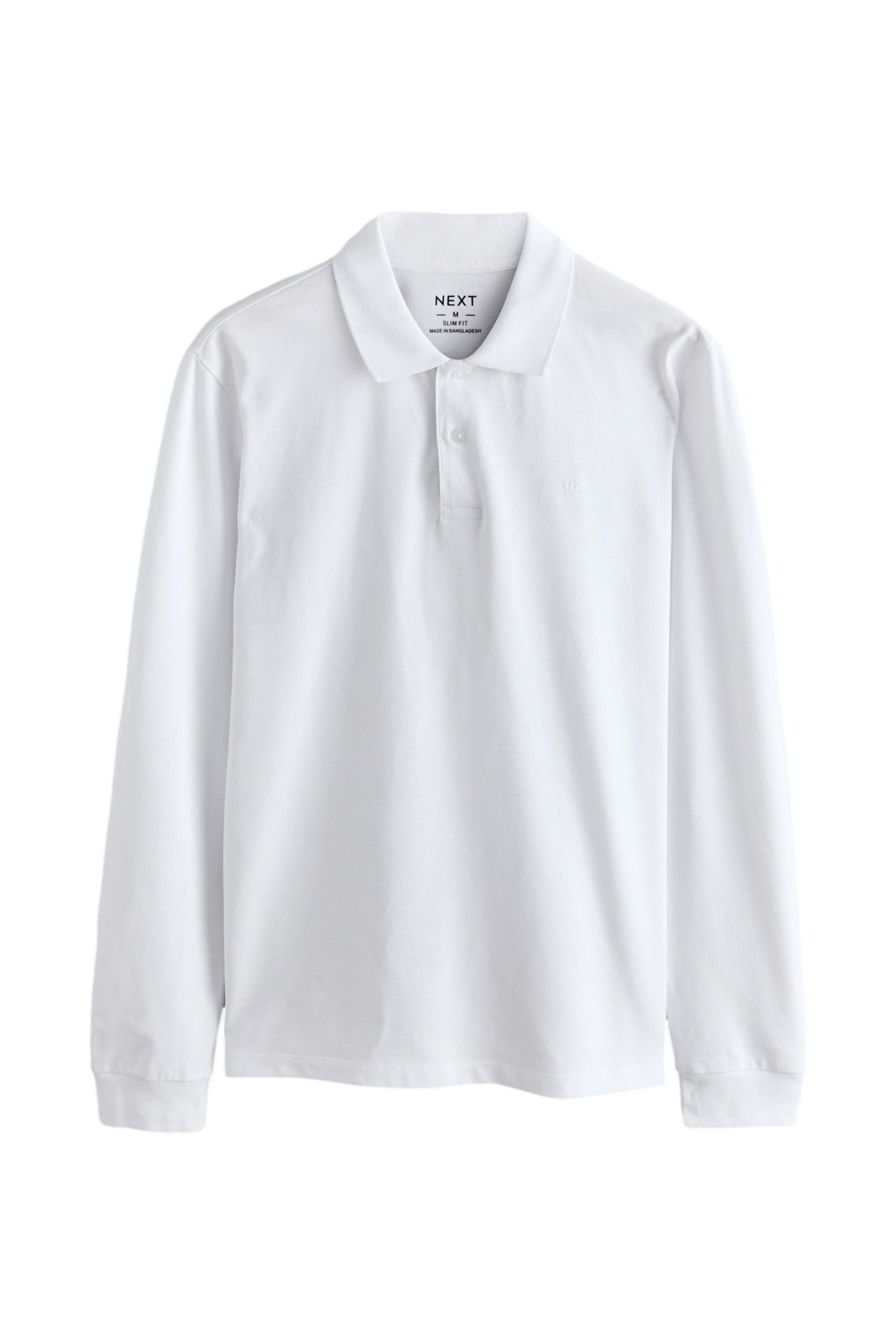 Next Langarm-Poloshirt Slim Fit Pikee-Poloshirt mit langen Ärmeln (1-tlg) günstig online kaufen