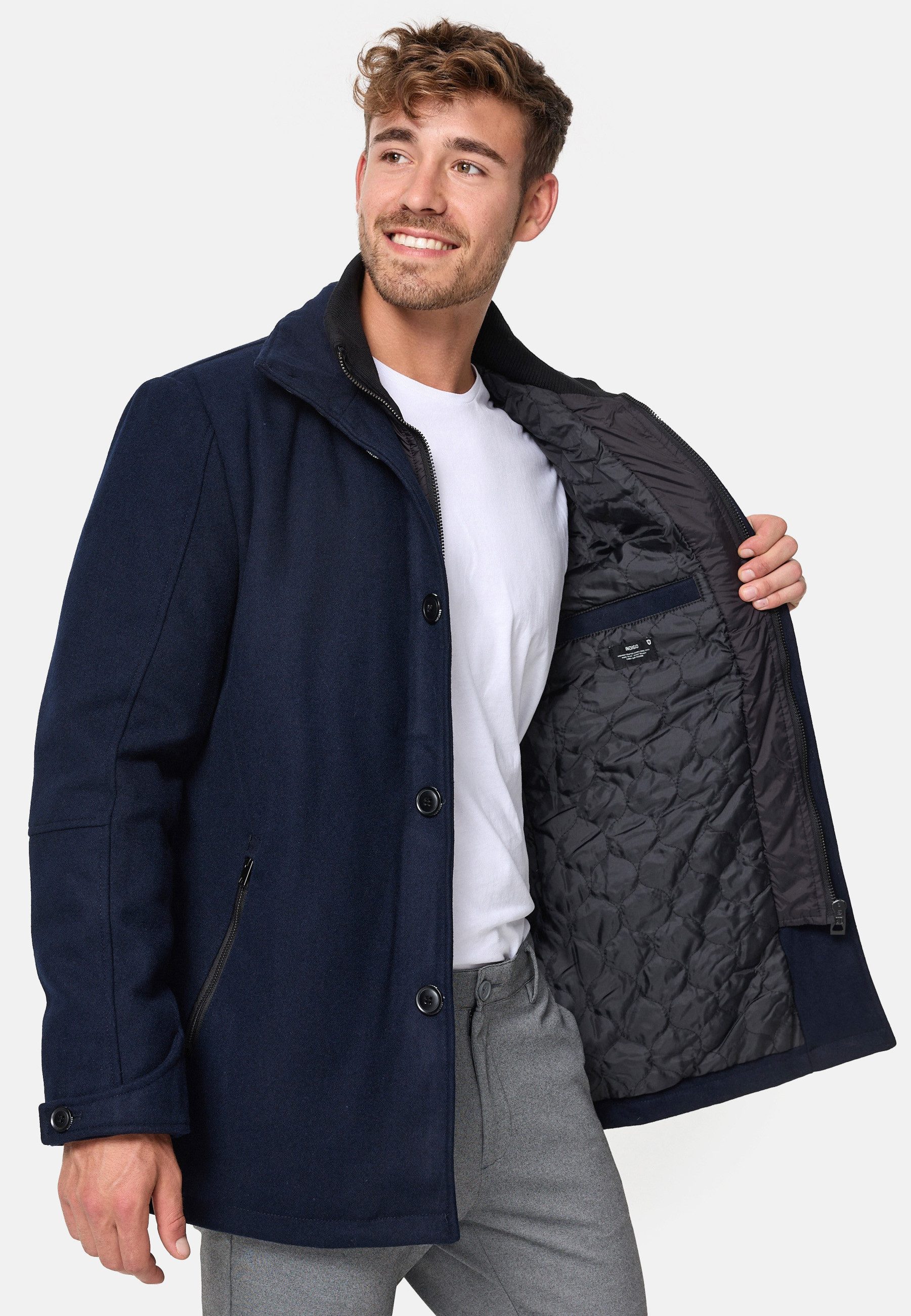 Indicode Wintermantel Herren Brittany Mantel Winter Herrenmantel mit wattierter Innenjacke und Zippertaschen