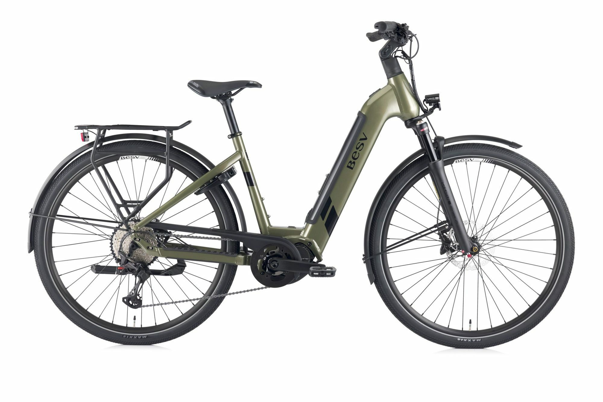 BESV E-Bike Touren Bike TR 1.1 LS metallic khaki 28" 720 Wh Wave, 12 Gang Shimano SHIMANO M8120 Schaltwerk