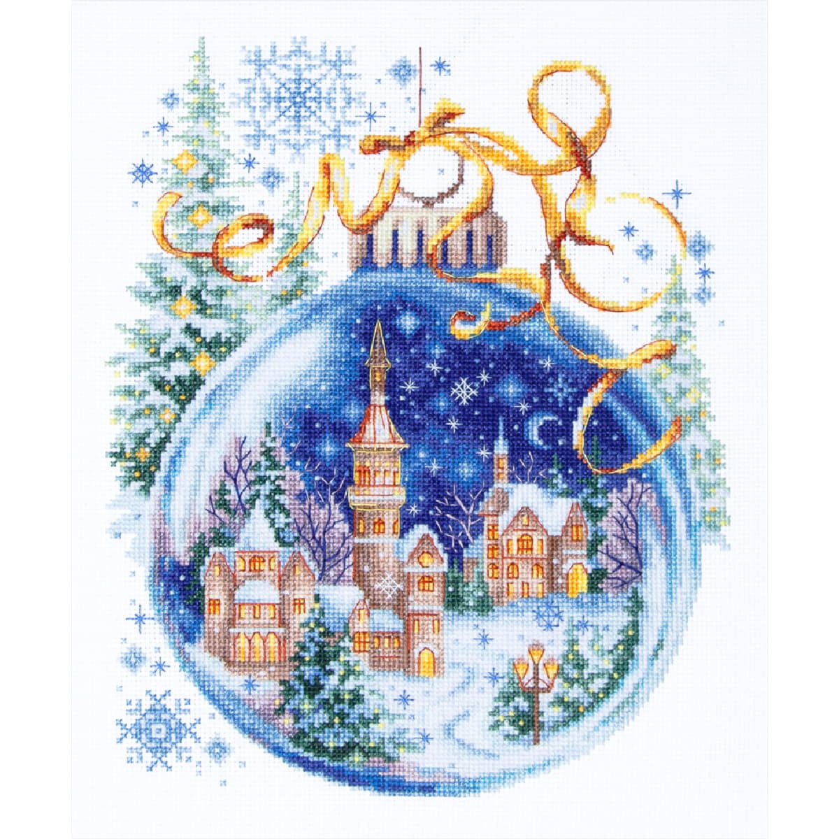 Magic Needle Kreativset Aguja Mágica kit de punto de cruz contado "Christmas Bauble", 20x26cm, (embroidery kit by Marussia)