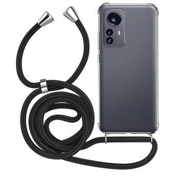 MyGadget Handyhülle Handykette für Xiaomi 12 Pro, mit Handyband zum Umhängen Kordel Schnur Case Schutzhülle Schwarz