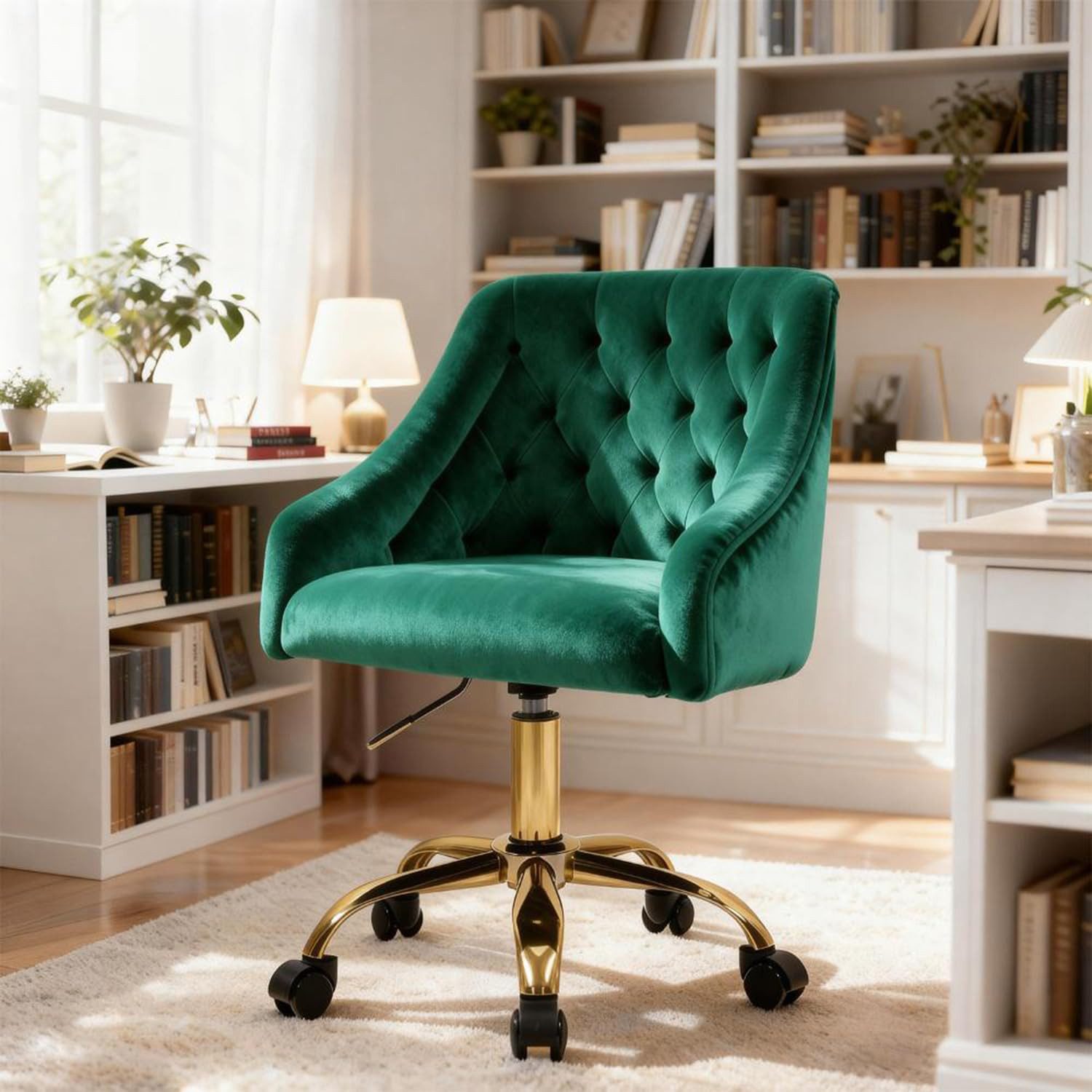 Fiximaster Polsterstuhl mit ergonomischer Rückenlehne, höhenverstellbarer Samt-Schminkstuhl (1 St), Drehstuhl und Bürostuhl, 360° drehbar