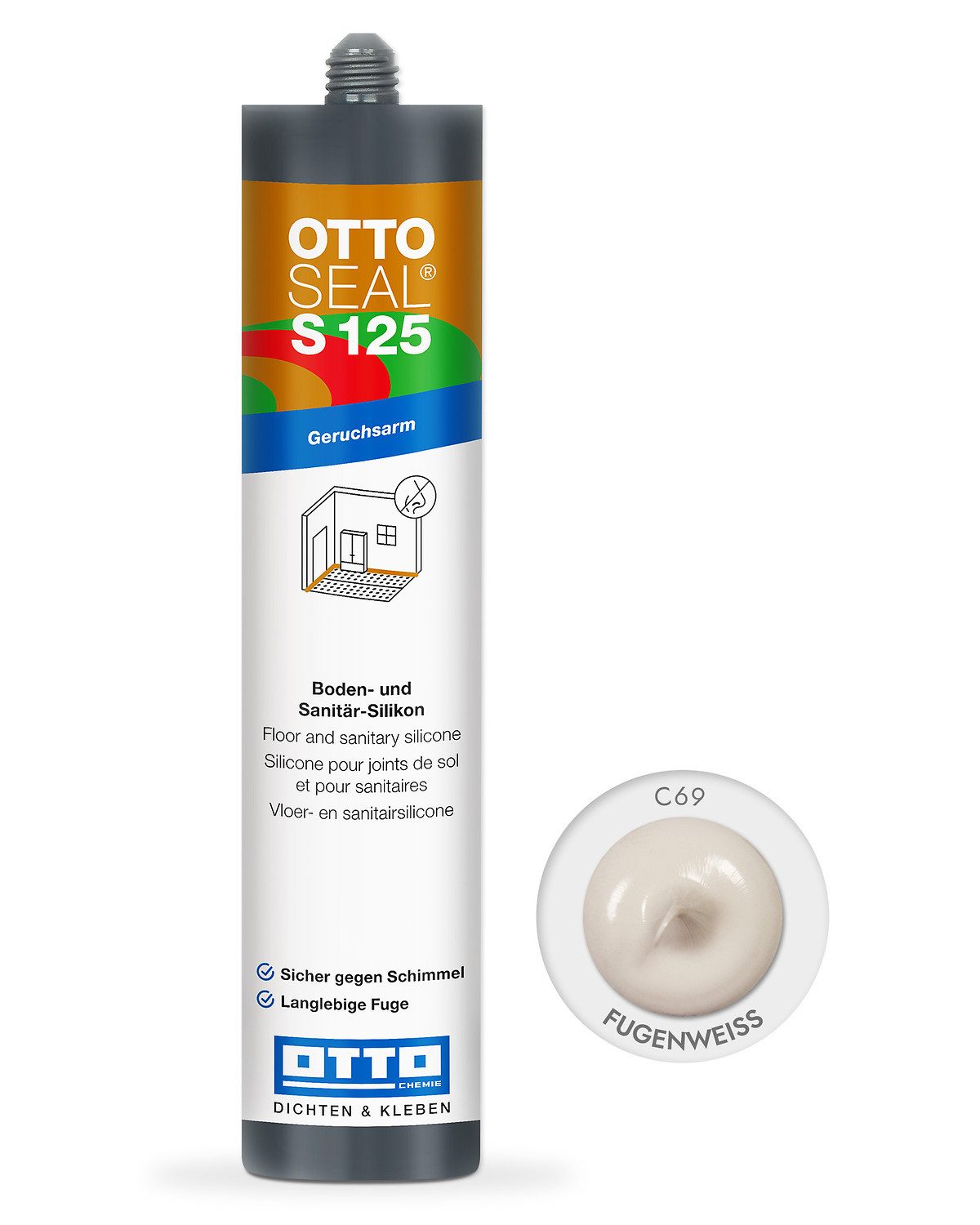 OTTO-Chemie Silikon Ottoseal S125 Boden- und Sanitärsilikon 310ml, Alkoxy-Basis, geruchsarm, universal, optimal für Designbelag