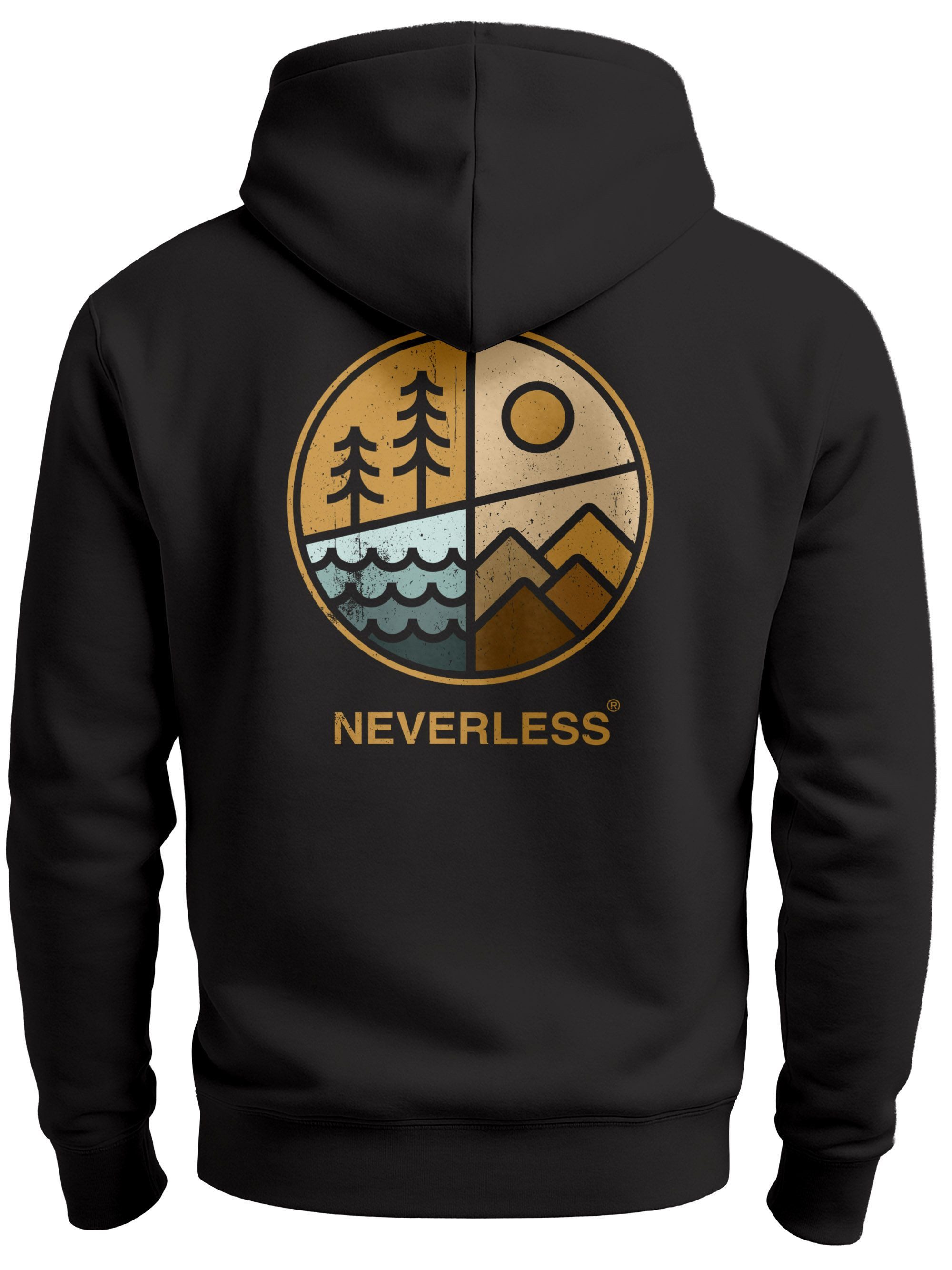 Neverless Hoodie Hoodie Backprint Herren Natur Grafik Berge Wald Adventure günstig online kaufen