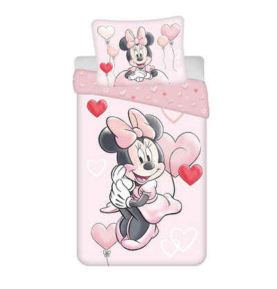 Kinderbettwäsche Wendebettwäsche Minnie Mouse 2tlg. Baumwolle 140x1200 cm + 70x90 cm, Disney, Baumwolle, 2 teilig, 100% Baumwolle