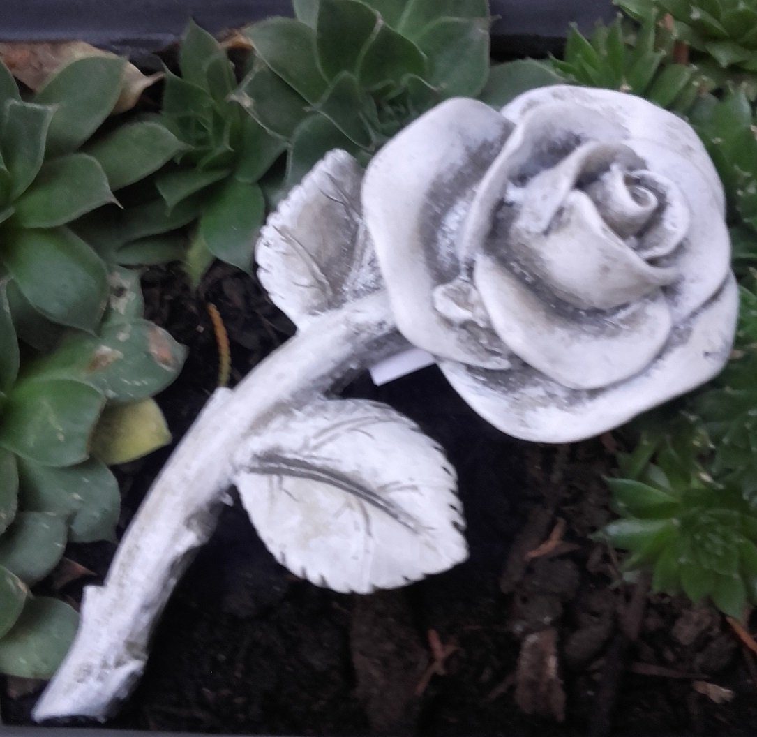 Radami Gartenfigur Rose wetterfest Stiel Rosenblüte,Grabdeko XL mit