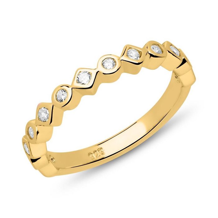 JEWLIX Silberring Ring 925er Silber gold Zirkonia