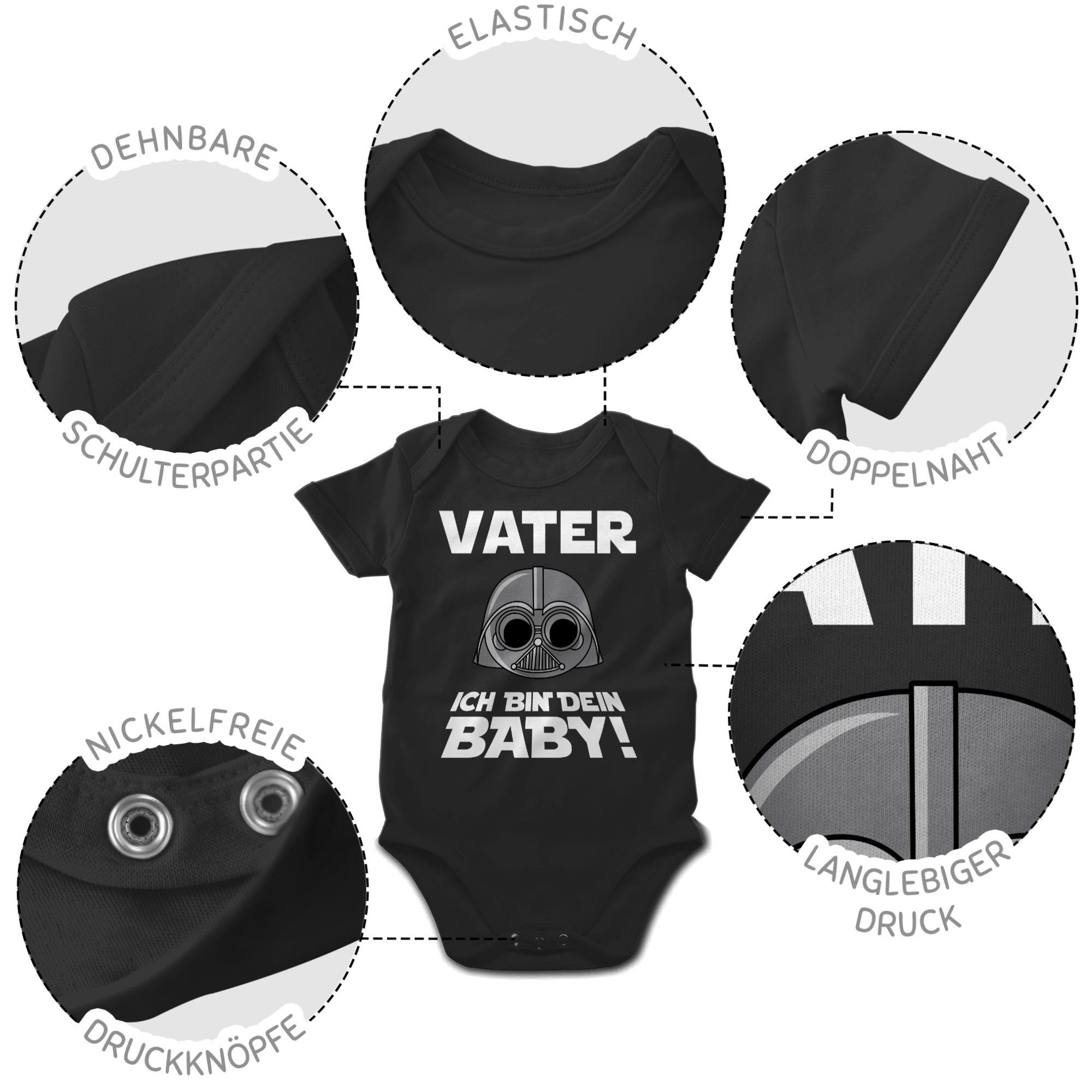 Geschenk bin Baby dein Shirtracer 1 Vatertag Schwarz Shirtbody Baby Vater ich