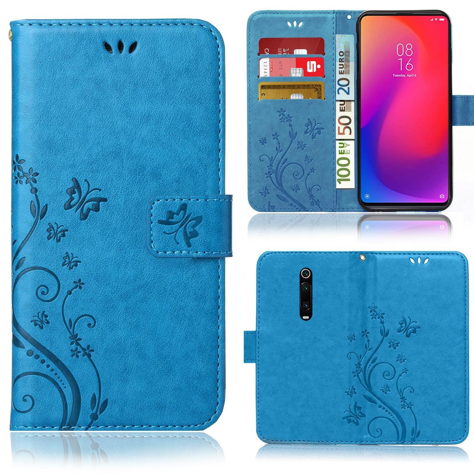 Numerva Handyhülle Bookstyle Flower für Xiaomi Mi 9T / Mi 9T Pro, Handy Tasche Schutzhülle Klapphülle Flip Cover mit Blumenmuster