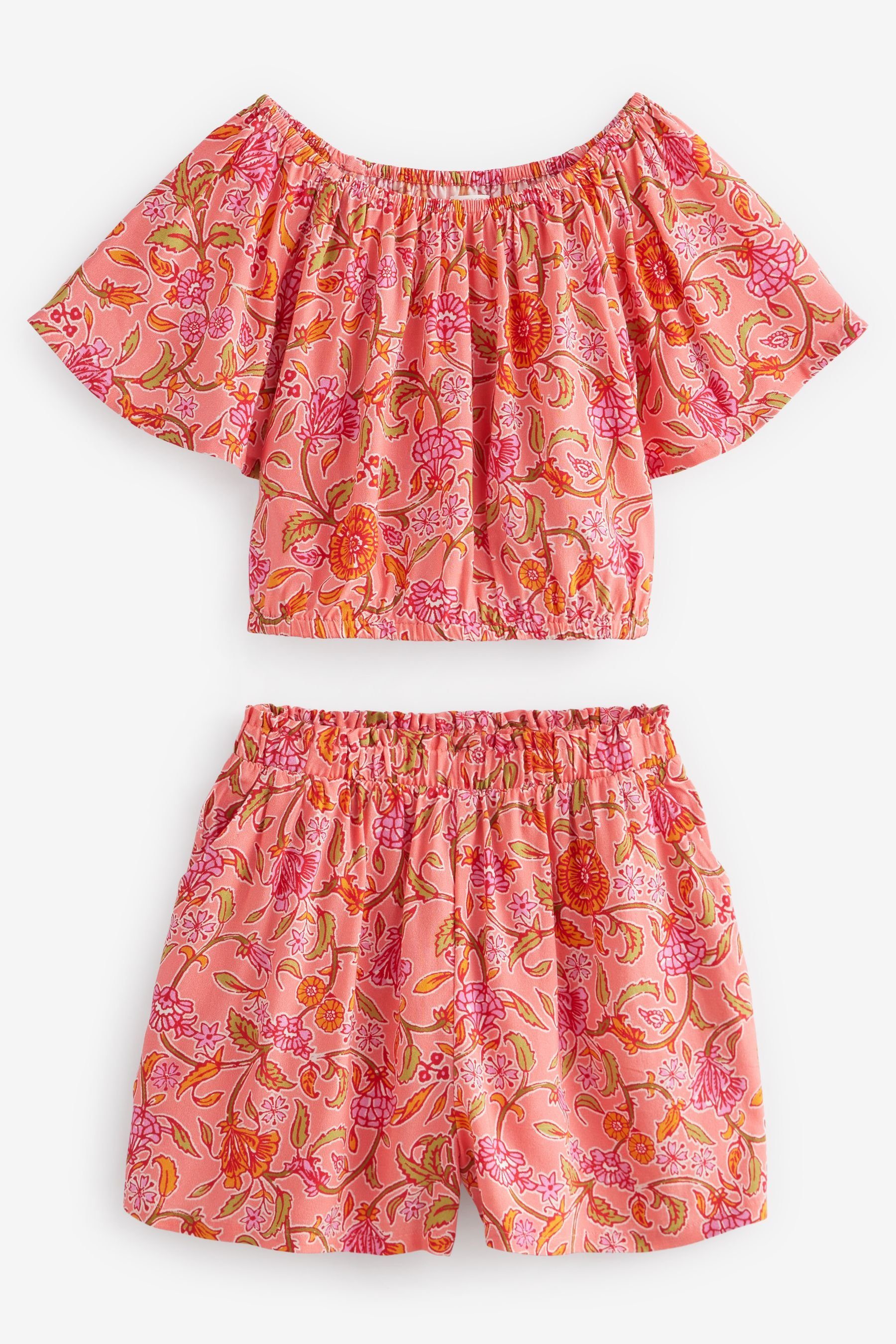Next Shirt & Shorts Co-Ord-Set, bestehend aus Oberteil und Shorts (2-tlg) Pink/Orange