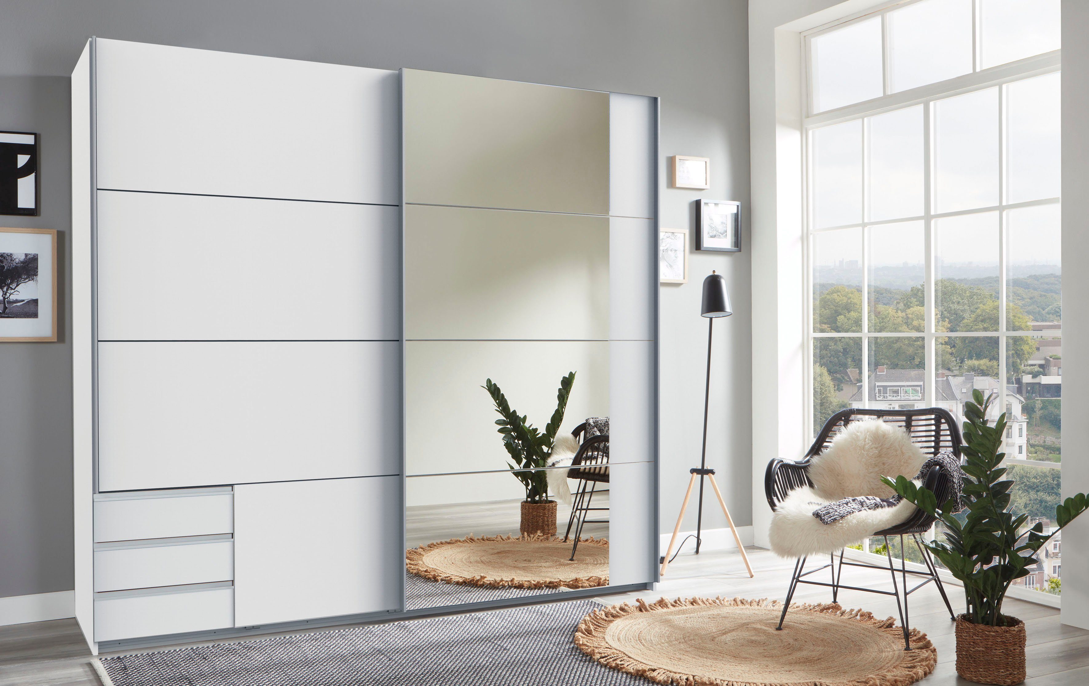 Wimex Schwebetürenschrank Emden moderner Kleiderschrank mit Spiegel und Sch günstig online kaufen