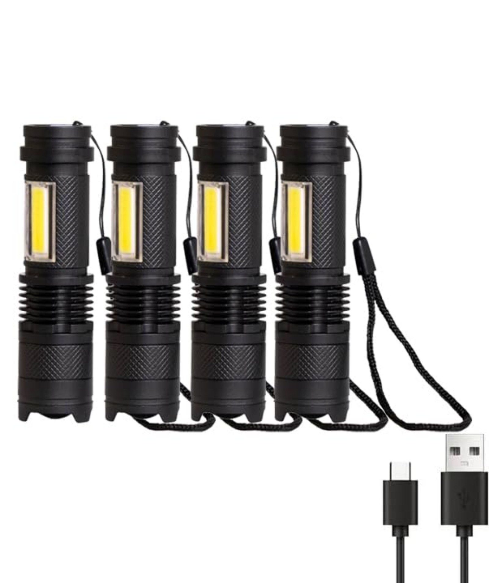 LQWELL Taschenlampe Mini Taschenlampe LED USB C Aufladbar, Zoombares Taschenlampen Klein (3-St., mit 3 Lichtmodi, Tragbare Hand Flashlight), für Camping, Wandern, Notfäll, Laufen, Radfahren, Nachtlesen