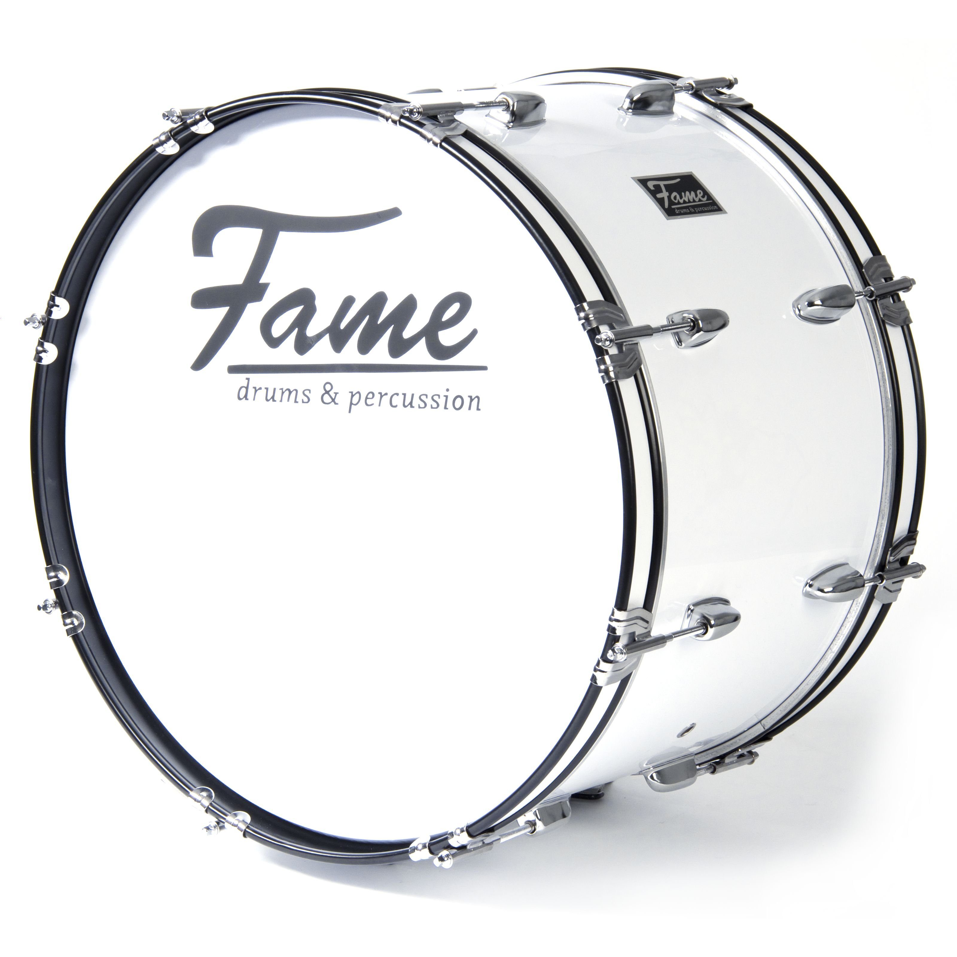 FAME Bass Drum,Marching Bass Drum 18"x12" mit Tragegurt und Beater Fußball Trommel Pauke 7 kg weiß Karneval, Marching, Bass Drums, Marching Bass Drum, Fußball Trommel, Karneval