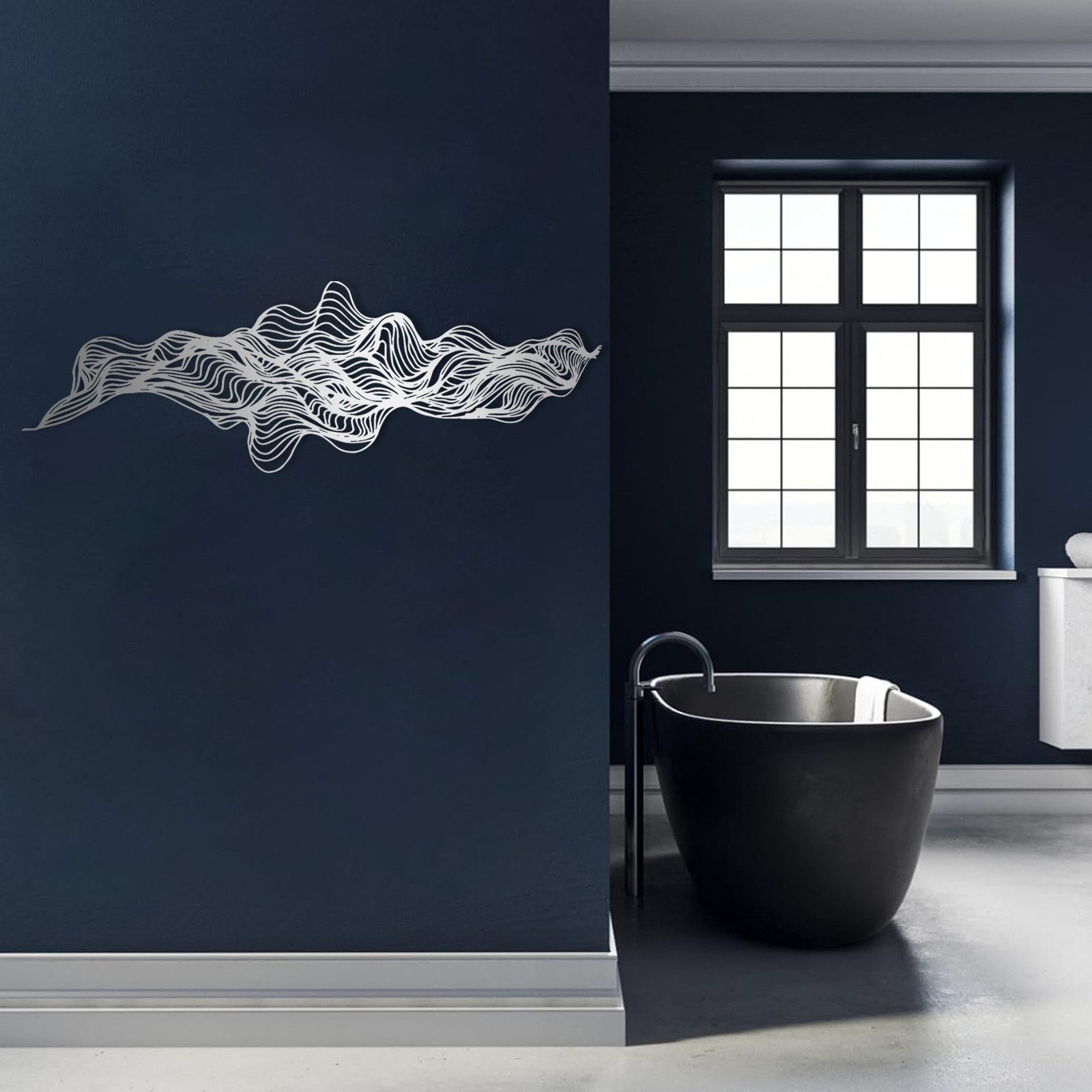 Jumpeak Wanddekoobjekt Abstrakte Linie Metall Wanddekor,Welle,Natur,Wohnzimmer Wandschmuck, Metall,4 Farben,Elegante Linie,Berg Wanddeko,Geschenkidee,90x30cm