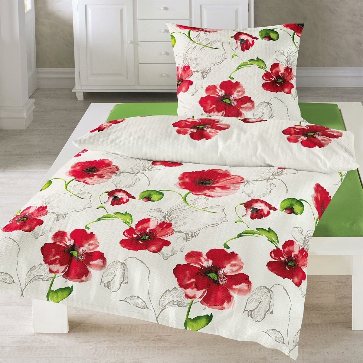 TRAUMSCHLAF Bettwäsche Mohnblume, Seersucker, 2 teilig, günstig online kaufen