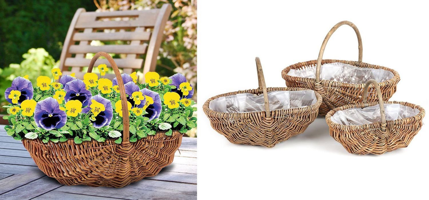 BURI Pflanzkübel Weiden-Pflanzkörbe 3er-Set Weidenkorb Erntekorb Präsentkor günstig online kaufen