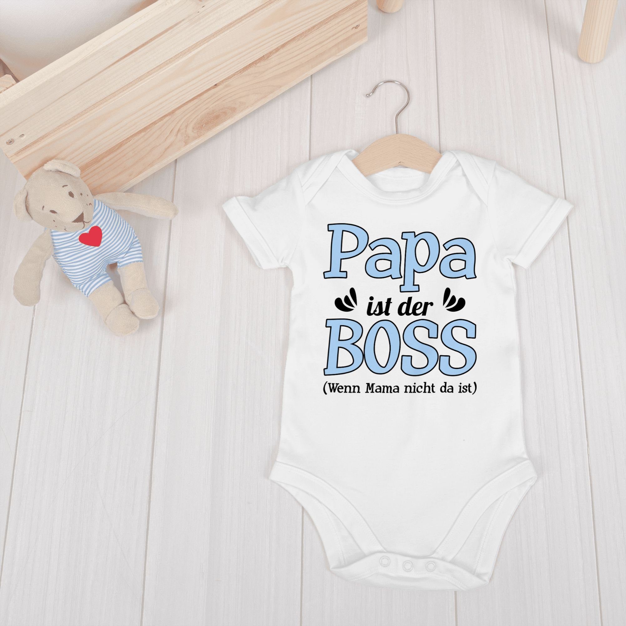 Shirtracer Shirtbody Papa ist der Boss wenn Mama nicht da ist - blau Sprüche Baby