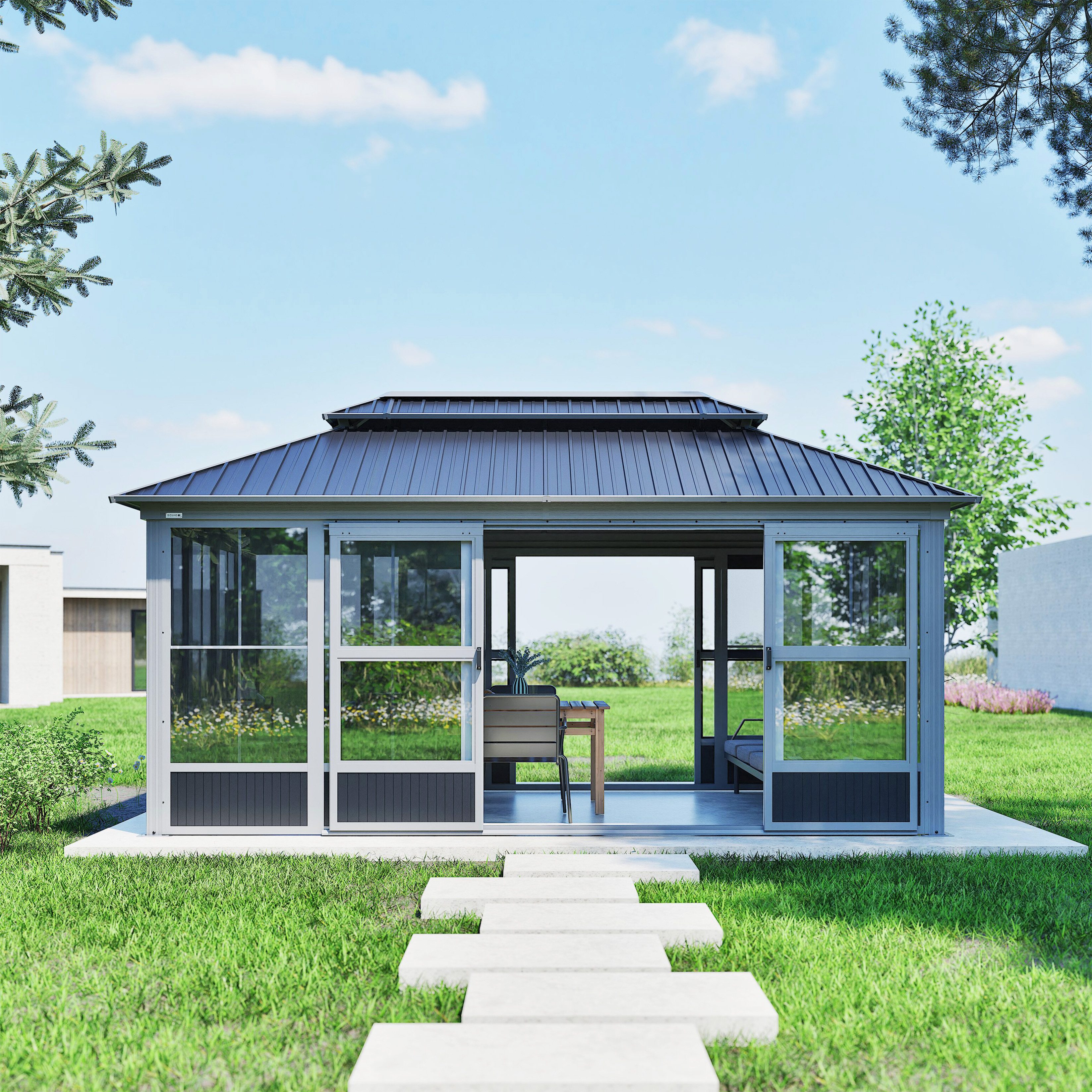 Sojag Pavillon Olan 1017 Grau -Schwarz, 310x529,5x291cm