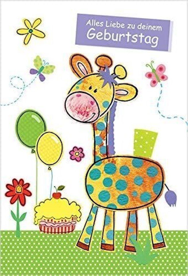 HOME FASHION Geburtstagskarten Glückwunschkarte - Kindergeburtstag Giraffe - Grußkarten -