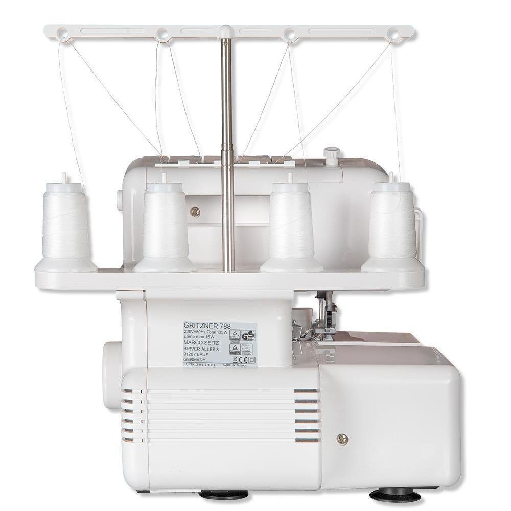 Gritzner Overlock-Nähmaschine GRITZNER 788 Overlock LED Version Black&White Edition mit Overlockgarn