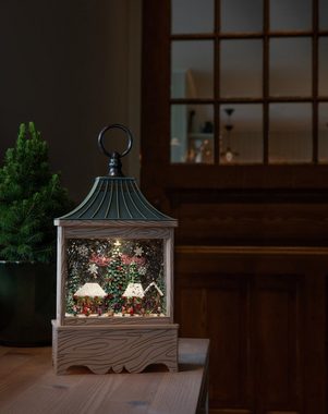 KONSTSMIDE LED Laterne LED Wasserlaterne Weihnachtsmarkt, LED fest integriert, Warmweiß, naturfarben, wassergefüllt, 5h Timer, 1 warm weiße Diode