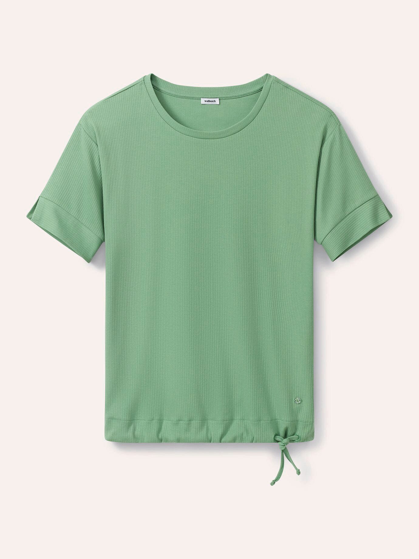 Walbusch Blouson Damen Blousonshirt Rippenstruktur Rundhals Halbarm Baumwolle Kordelzug-Saum, elastischer Sitz, Ärmel‑Schlitz, pflegeleicht