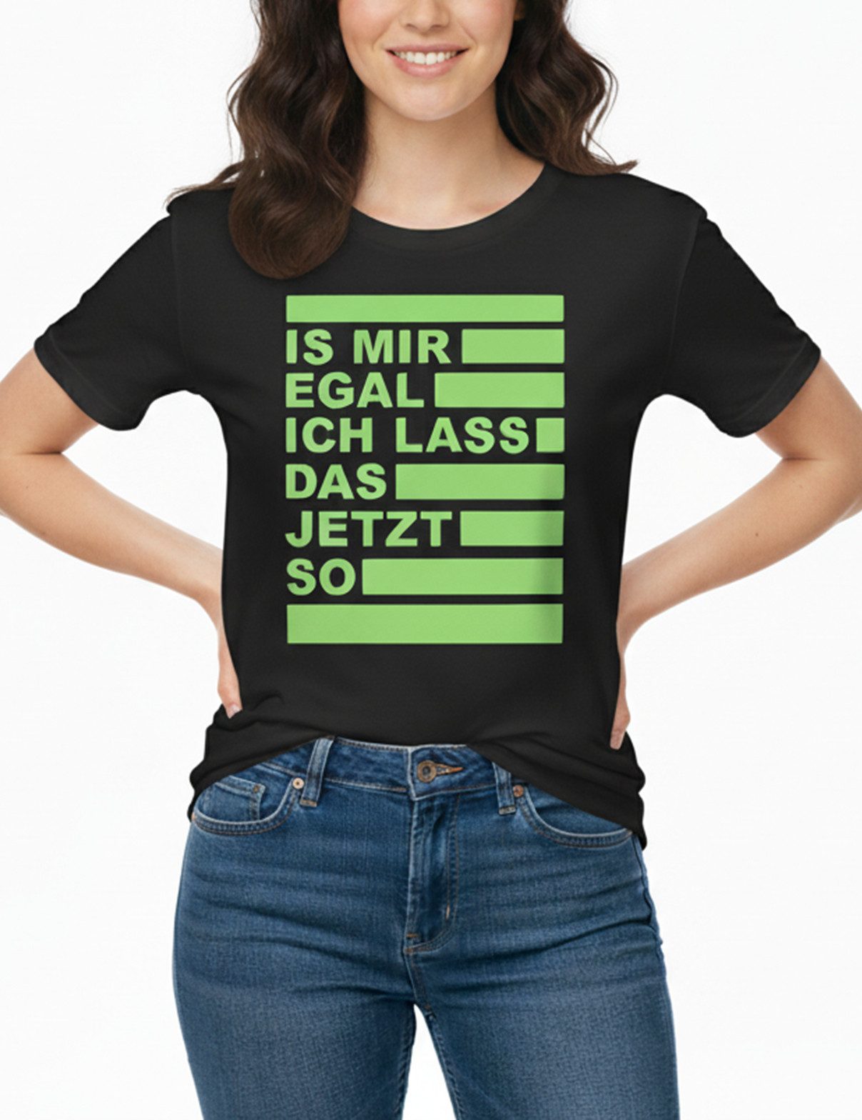 MAKAYA Print-Shirt Damen Lustige Sprüche Text Is Mir Egal Funshirt Top Cool günstig online kaufen
