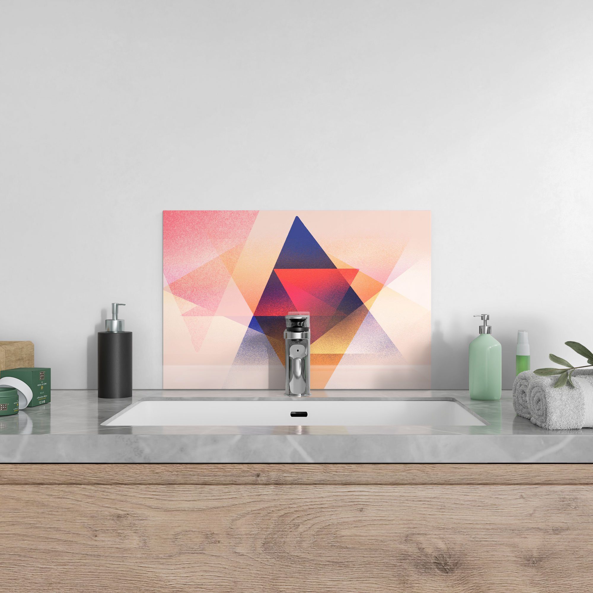 'Geometrie Badrückwand der Küchenrückwand Farben', DEQORI Glas Herdblende Spritzschutz