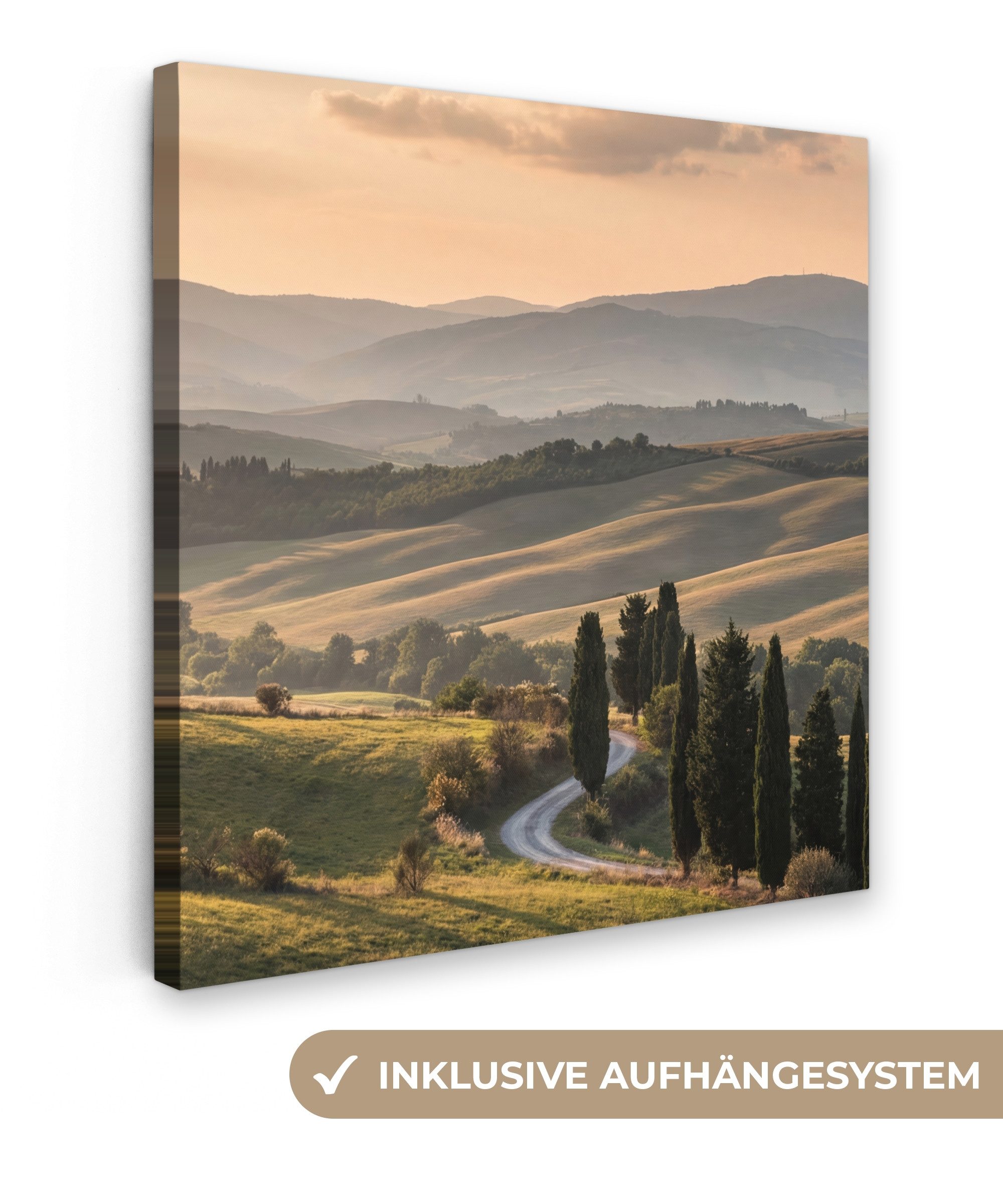 OneMillionCanvasses® Leinwandbild Toskana - Landschaft - Hügel, Fotodruck (1 St), Wandbild, Deko Schlafzimmer Wohnzimmer Flur 20x20 cm