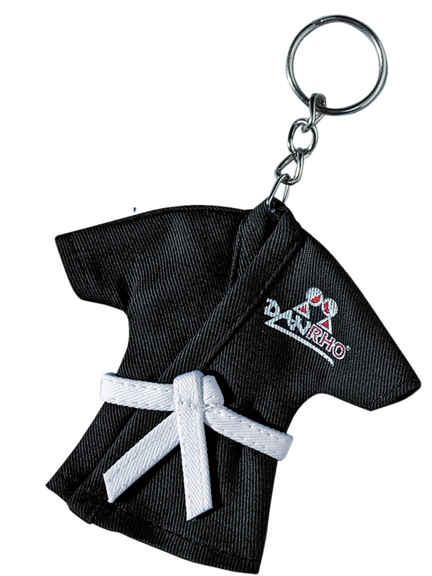 BAY-Sports Karateanzug Schlüsselanhänger Mini Karatejacke Judojacke Doll Jacke mit Budogürtel (Stück), liebevoll ausgearbeitete Details - 12 cm - schwarz