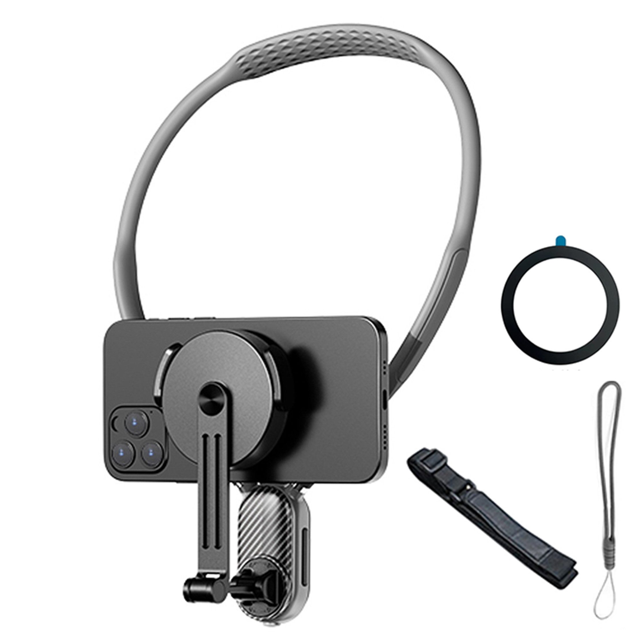 KINSI Handy-Halterung Magnetischer Handy-Halshalter,360° Drehbar,POV/Vlog Aufnahme, (Ideal für Vlogs, Videos & Live-Streaming)