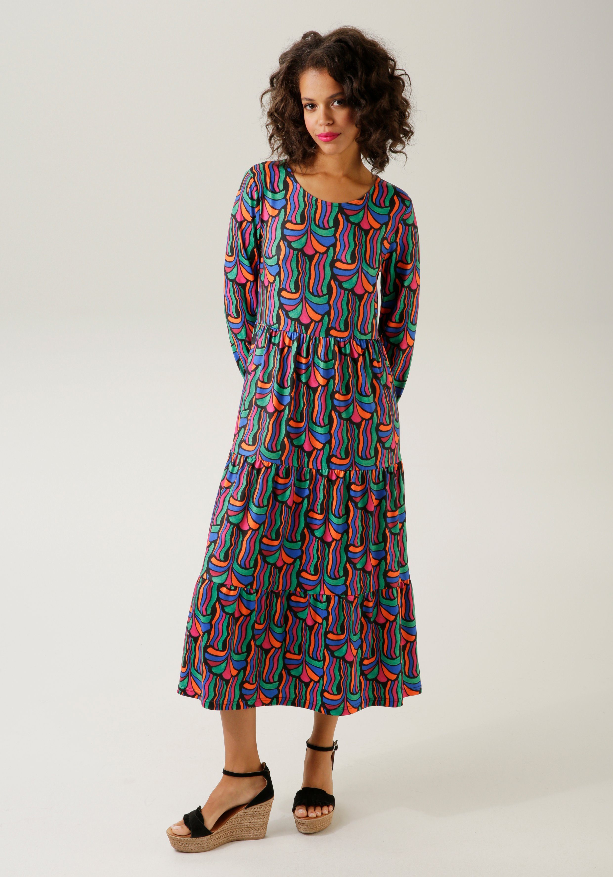 Aniston CASUAL Jerseykleid mit farbenfrohem, graphischem Druck - NEUE KOLLEKTION