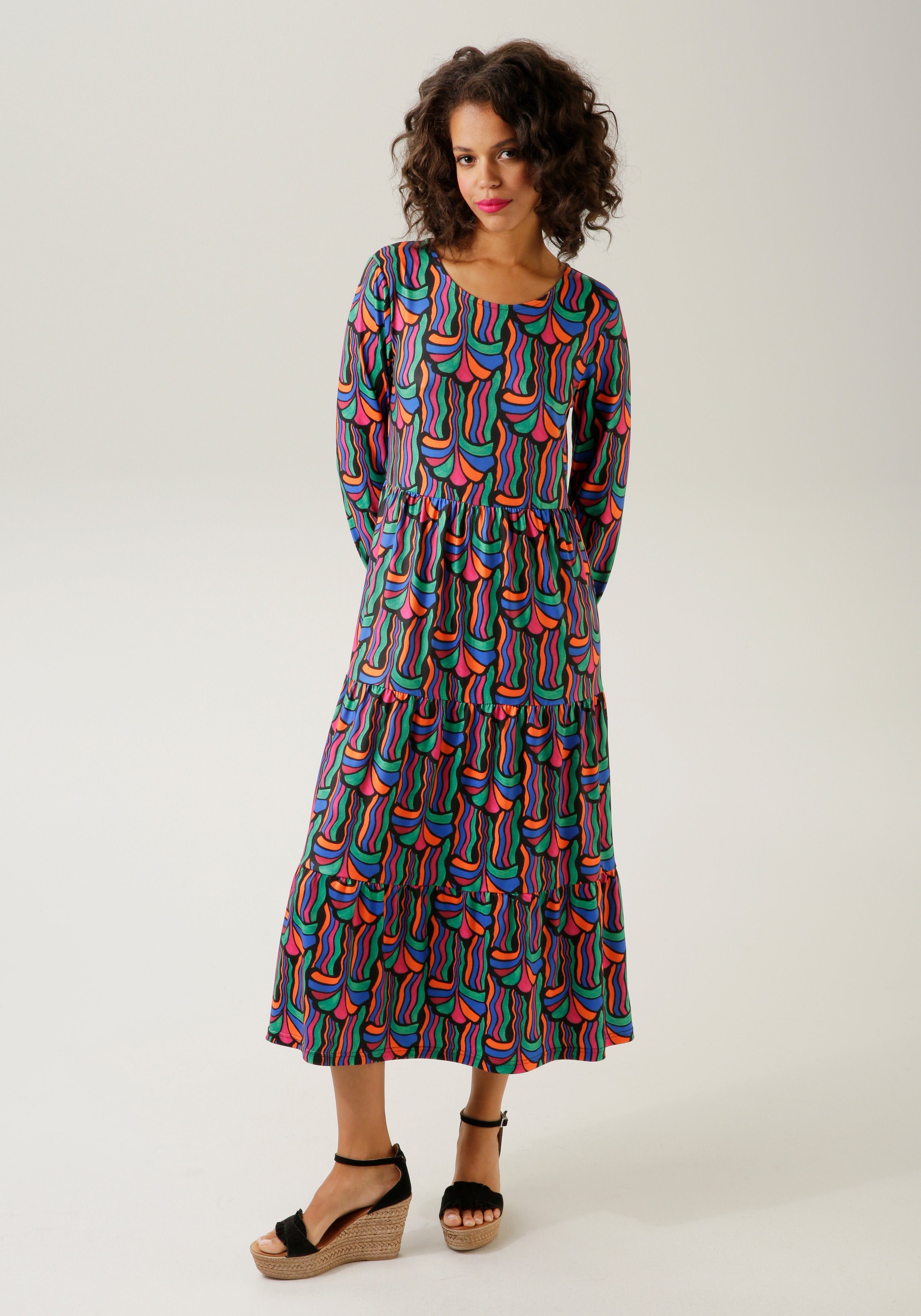 Aniston CASUAL Jerseykleid mit farbenfrohem, graphischem günstig online kaufen