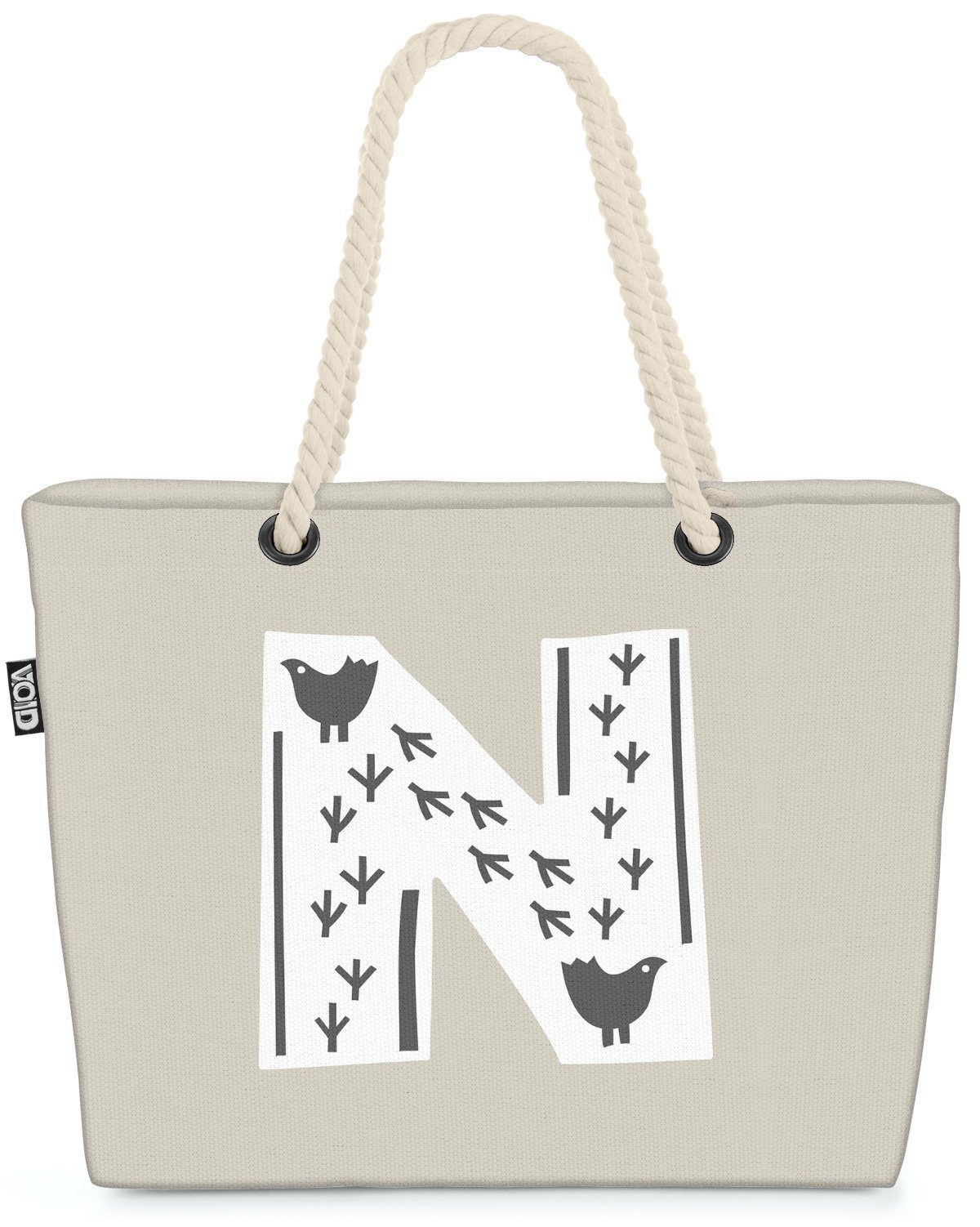 VOID Strandtasche (1-tlg), N Dekorative Buchstaben Alphabet Skandinavisch Natur Blumen Buchstab