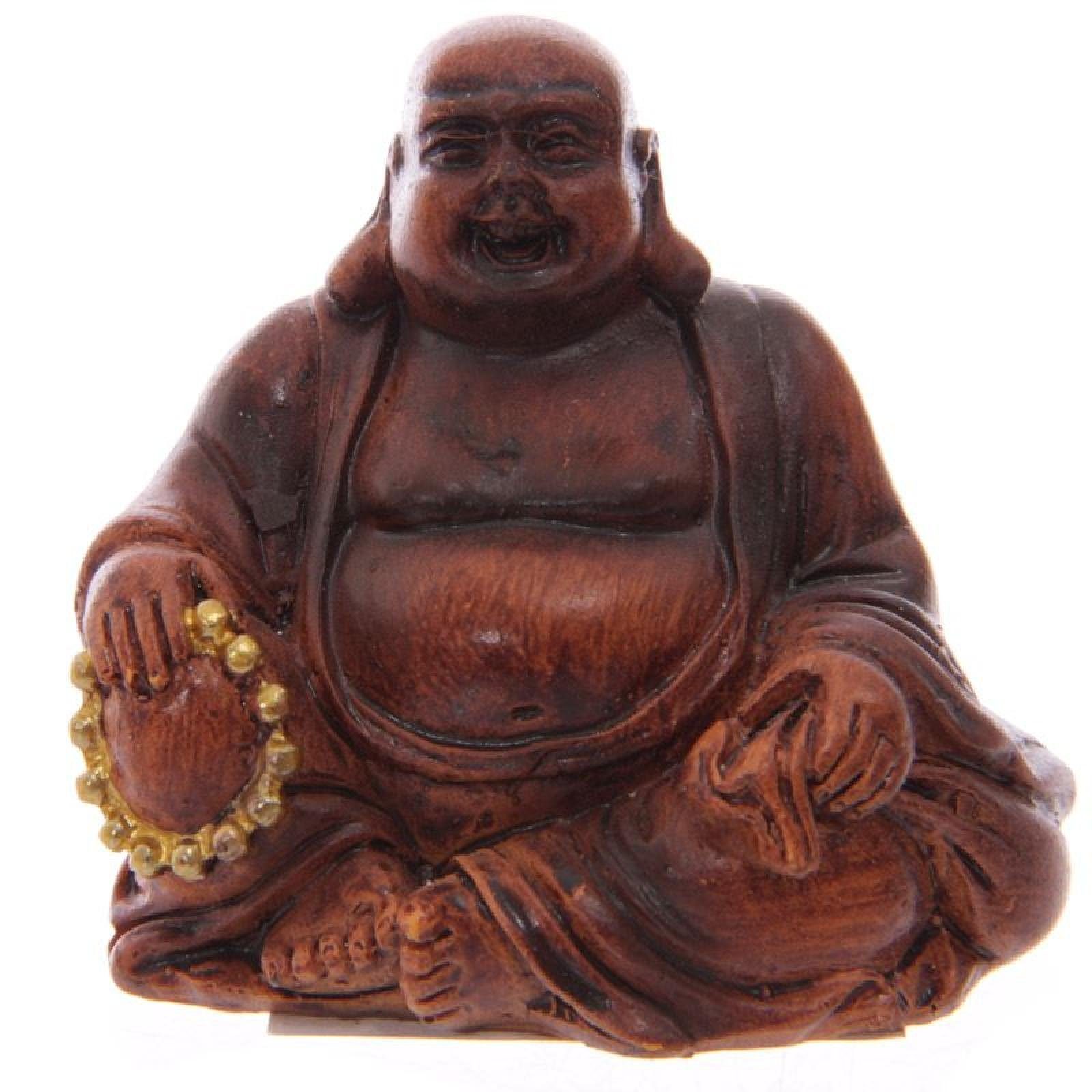 Glücksbuddha Buddhafigur (pro Stück) Holzeffekt Mini Puckator