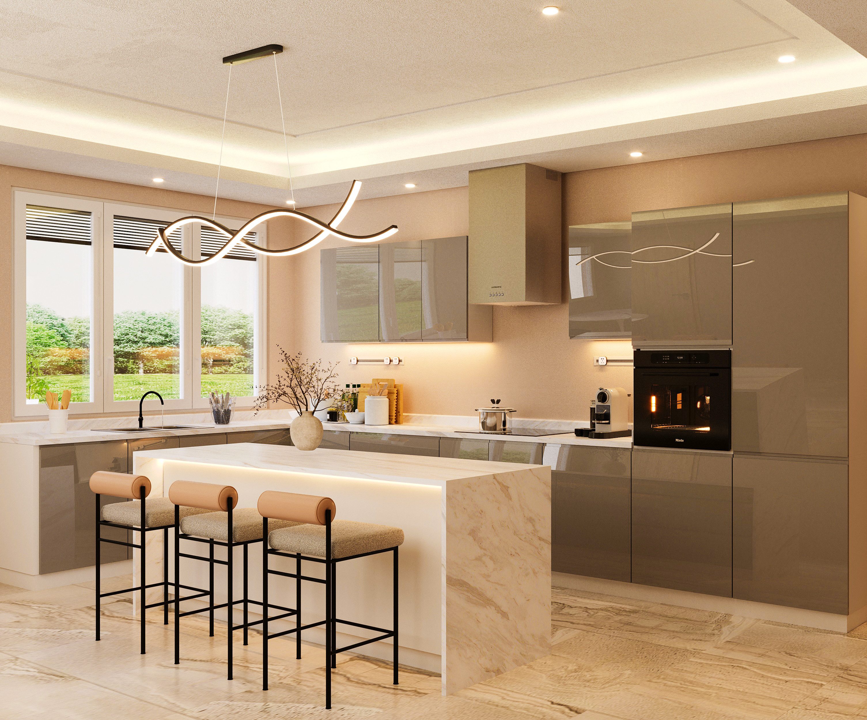 ROYAL24_MARKT Кухниinsel KU-S17 – Aspen – Hochglanz Weiß – Grau, (Komplett Set), Hochwertig – Zeitlos – Perfekt